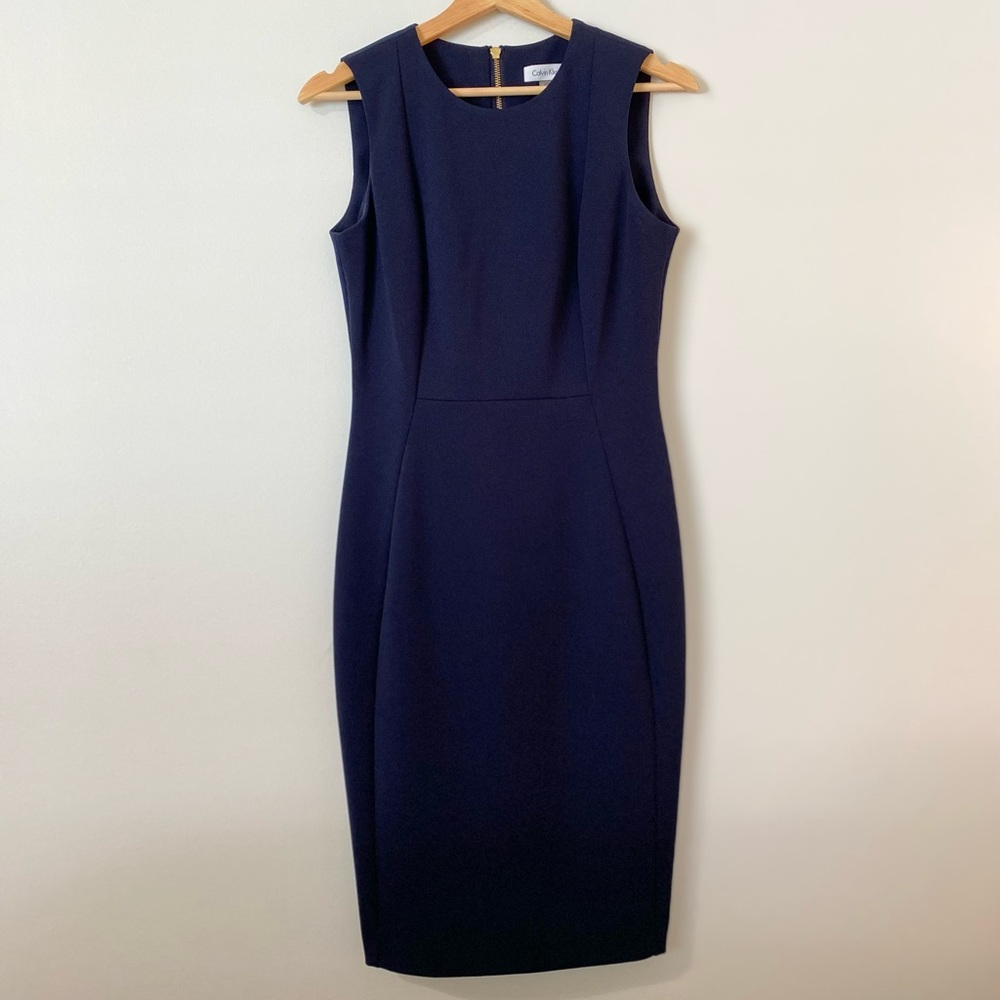 Calvin Klein Dress - Size 4 - Navy with Gold Zipper